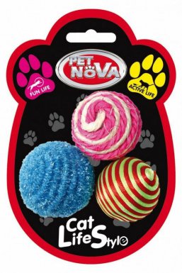 Pet Nova zestaw piłek dla kota 3szt 4cm