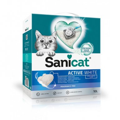 Sanicat Active White żwirek dla kotów bezzapachowy zbrylający 10L
