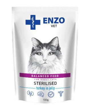 Enzo Vet Sterilised karma dla kotów sterylizowanych z indykiem w galarecie 100g