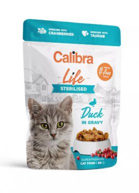 Calibra Premium Line Adult Sterilised bez zbóż, soi, kukurydzy, GMO saszetka w sosie 85g