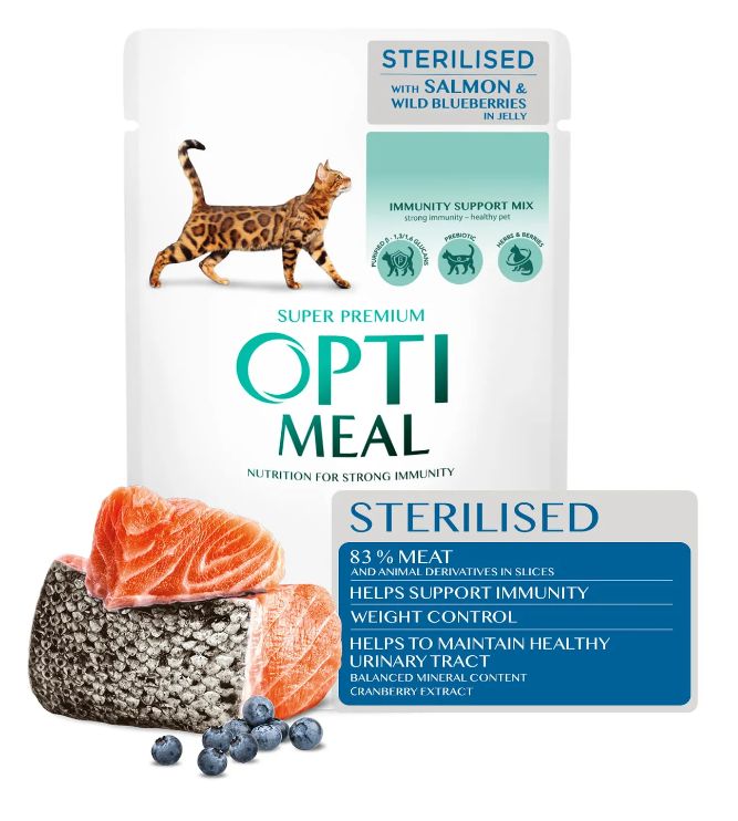 Optimeal Sterilised Cat Saszetka 85g dla kota 79% mięsa w kawałkach