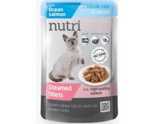 Nutrilove Premium Sterile gotowane na parze delikatne fileciki z łososiem w sosie dla kotów sterilizowanych 85g