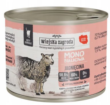 Wiejska Zagroda Monobiałkowa karma dla kota z jagnięcina 200g