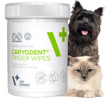 VetExpert Caryodent Finger Wipes nakładki na palec do czyszczenia zębów oraz dziąseł psów i kotów 50szt.