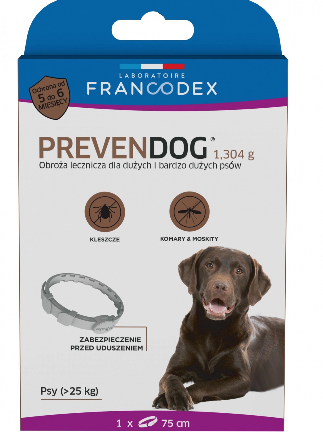 Francodex Prevendog Obroża biobójcza dla dużych i bardzo dużych psów pow. 25 kg