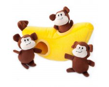 ZippyPaws pluszowa norka banan z małpkami 25x13x10cm