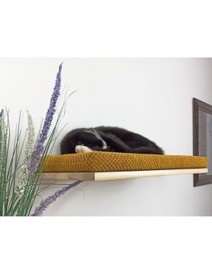 Cat's Atelie Wisząca półka na ścianę dla kota płaska. Spód w kolorze white (biały) 60cm