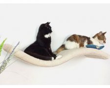 Cat's Atelie Wisząca półka na ścianę dla kota w kształcie fali. Spód w kolorze beżowym 95cm 