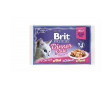 Brit Premium Cat Pouch Jelly Fillet Dinner Plate mix smaków dla kota 4x85g