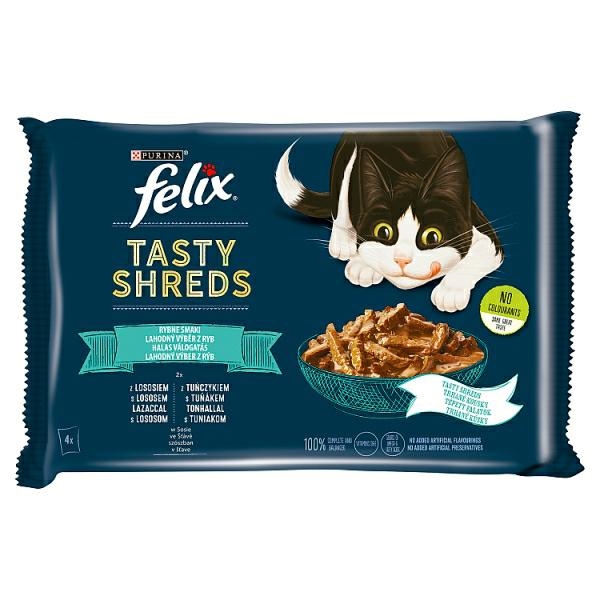 Felix Tasty Shreds saszetki dla kota w sosie łosoś z tuńczykiem 4x80g