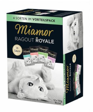 Miamor Ragout Royale 4 sorten im Vorteilspack kawałki mięsa w sosie 12x100g zielony
