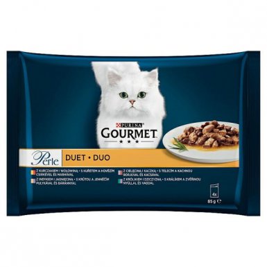 Gourmet Perle Duet Mięsny starannie gotowane i podawane z delikatnym sosem saszetki 4x85g