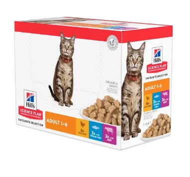 Hill's Feline Adult Multipack Favourite Selection saszetki 12x85g