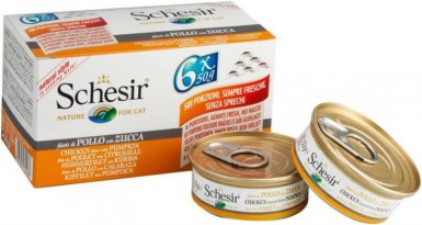 Schesir Multipak mokra karma dla kota z kurczak i dynią 6x50g