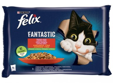 Felix Fantastic Wiejskie Smaki wołowina kurczak w galaretce saszetki 4x85g