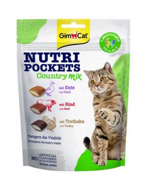 Gimcat Nutri Pockets Country Mix chrupiące poduszeczki wypełnione pysznym kremem 150g