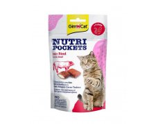 GimCat Nutri Pockets chrupiące poduszeczki dla kotów miękkim nadzieniem wołowiny i słodu 60g