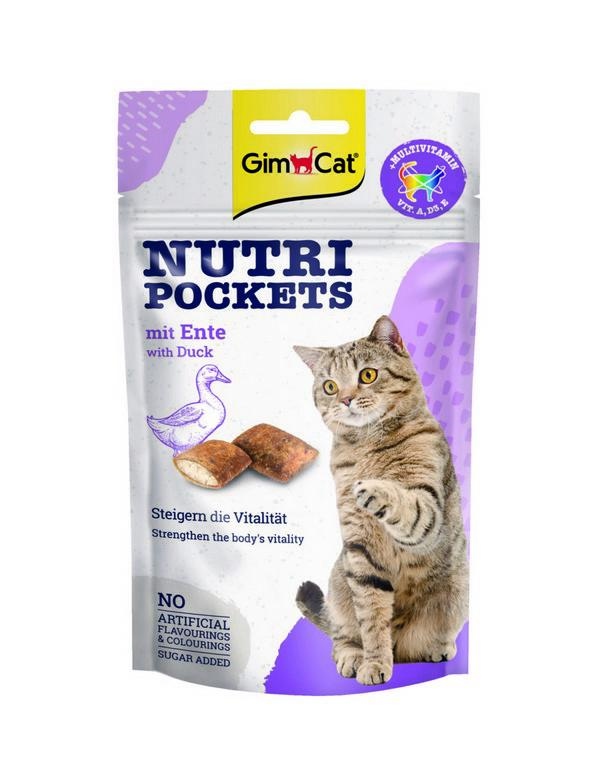 GimCat Nutri Pockets chrupiące kawałeczki z wyśmienitym miękkim nadzieniem kaczki 60g