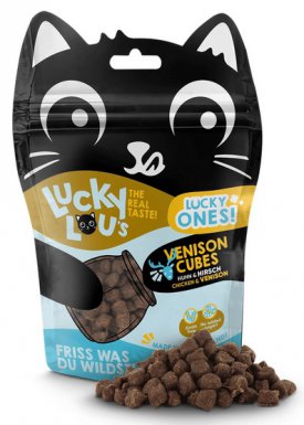 Lucky Lou Lucky Ones Cubes Kurczak & Jeleń super gorące smakołyki z dodatkową zabawą dla kota 80g