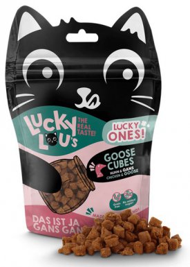 Lucky Lou Lucky Ones Cubes Kurczak & Gęś super gorące smakołyki z dodatkową zabawą dla kota 80g