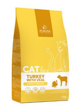 Pokusa CatLine Veal Light bezbożowa karma sucha dla kotów z nadwagą indyk z cielęciną