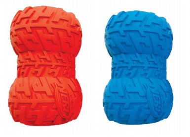 Nerf gumowa bombka zabawka piszcząca dla psa z bieżnikiem L 6,5 x 6,5 x 10 cm