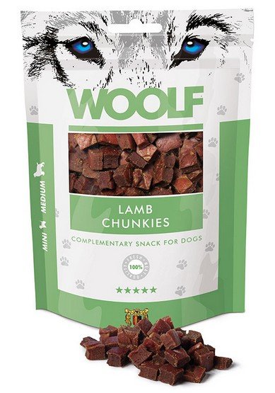 Woolf Lamb Chunkies kwadraciki z jagnięciny dla psa 100g