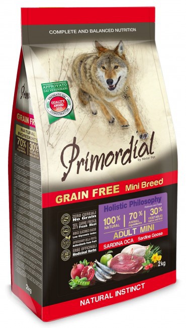 Primordial Dog Grain Free Mini Adult Sardine & Goose bezbożowa karma dla małych ras z sardynką i gęsią
