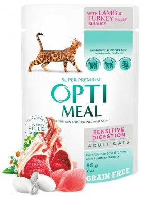 OptimealL Sensitive Digestion Grain Free jagnięcina i indyk w sosie 