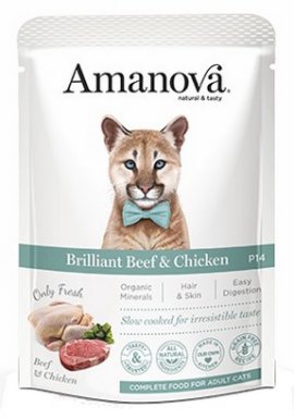 Amanova Cat Brilliant karma mokra dla kotów dorosłych z wołowiną i kurczakiem 85g