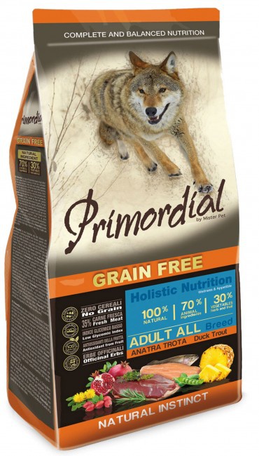 Primordial Dog Grain Free Adult Trout & Duck bezzbożowa karma dla psów z pstrągiem i kaczką