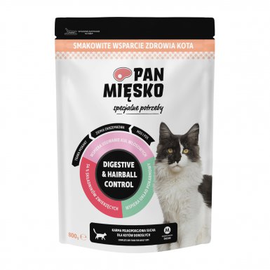 Pan Mięsko Digestive & Haiball Control karma sucha dla kota indyk rozmiar M