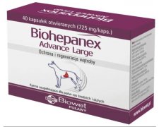 Biowet Biohepanex Advance Large dla psów ras średnich i dużych, wspomagające funkcje wątroby 40kaps.