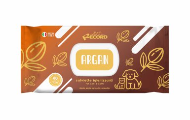 Record Italy antybakteryjne wilgotne chusteczki Maxi o zapachu arganowym do codziennej higieny psów i kotów 40szt.
