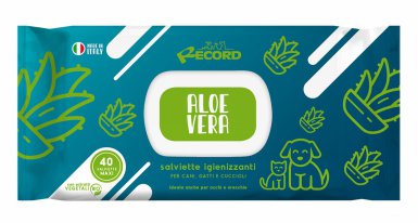 Record Italy antybakteryjne wilgotne chusteczki Maxi z Aloe Vera do codziennej higieny psów i kotów