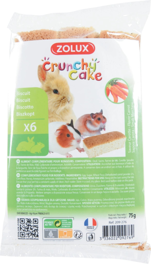 Zolux Crunchy Cake Przysmak z marchewką dla królików i gryzoni 6 sztuk