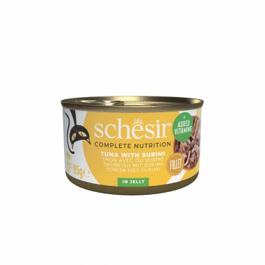 Schesir karma mokra dla kotów z kawałkami tuńczyka z surimi w galarecie 85g