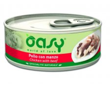 Oasy Natural Range Cat Adult Kurczak z wołowiną 50% naturalnego mięsa w galaretce 150g