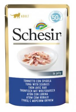 Schesir Karma mokra gotowana na parze w galarecie dla kotów saszetka 50g bez sztucznych barwników i konserwantów