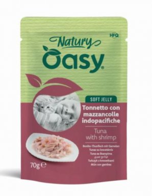 Oasy Natury Cat Adult Tuńczyk z krewetkami 50% mięsa karma w delikatnej galaretce 85g