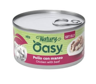 Oasy Natury Cat Adult Kurczak z wołowiną 50% naturalnego mięsa w galaretce 150g