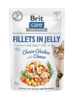 Niska cena! Brit Care Fillets in Jelly Choice Chicken With Cheese Kurczak z serem saszetka dla kota 85g
