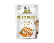 Brit Care Fillets in Jelly Choice Trout & Cod in Jelly Dorsz Pstrąg saszetka dla kota 85g
