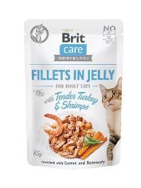 Niska cena! Brit Care Fillets in Jelly Choice Tender Turkey & Shrimps tuńczyk z krewetkami saszetka dla kota 85g
