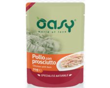 Oasy Natural Range Cat Adult Kurczak z szynką 50% mięsa karma w delikatnej galaretce 70g