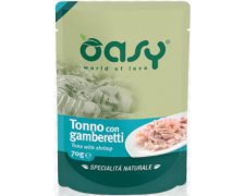 Oasy Natural Range Cat Adult Tuńczyk z krewetkami 50% mięsa karma w delikatnej galaretce 70g
