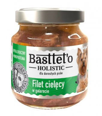 Bastteto Holistic bezzbożowy i monoproteinowy filet z cielęciny 75% w galarecie dla psów 130g