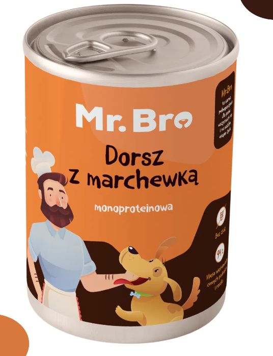 Mr Bro Monoproteinowa puszka dla psa dorsz z marchewką 400g