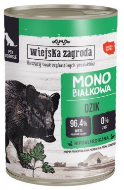 Wiejska Zagroda Monobiałkowa puszka dla psa z dzikiem 400g