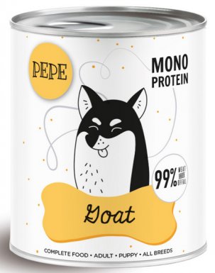 Paka Zwierzaka PEPE Goat (koza) Monobiałkowa kompozycja dla psa puszka 800g